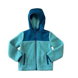 LAND'S END GIRLS zip up Hoodie/Sweatshirt/Fleece, size XS (4-5) Teal & blue
